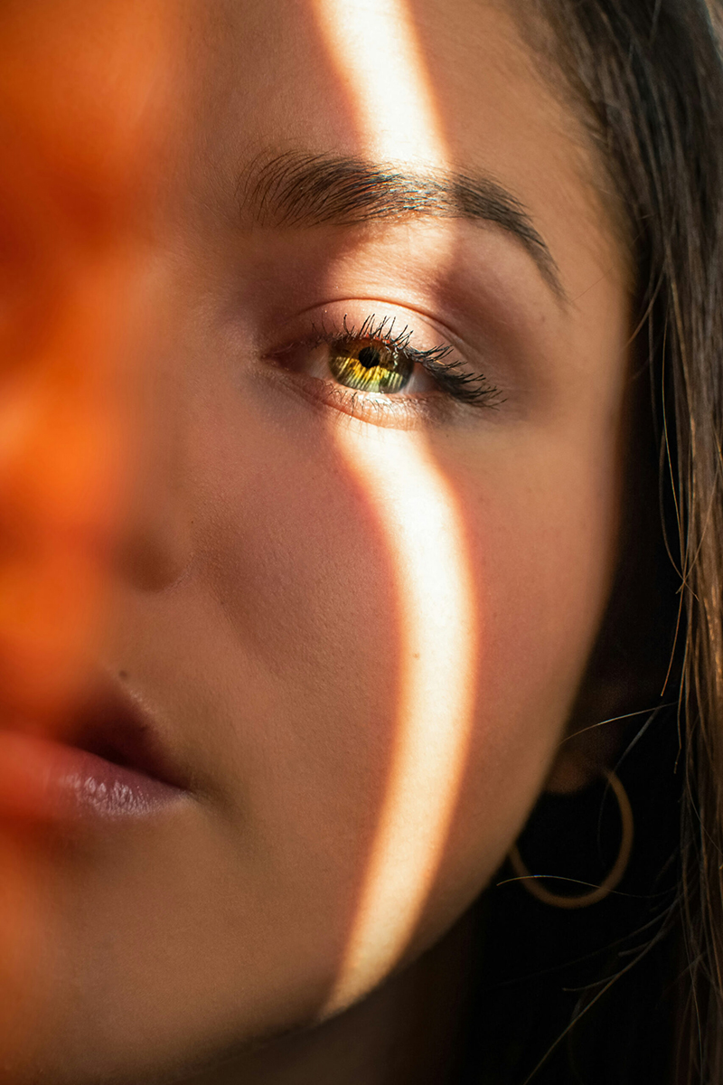 Close-up shot of woman face