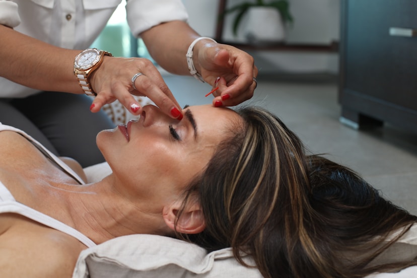 Woman doing photofacial