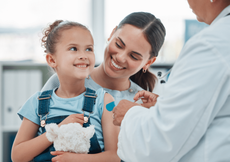 kid receiving flu shot