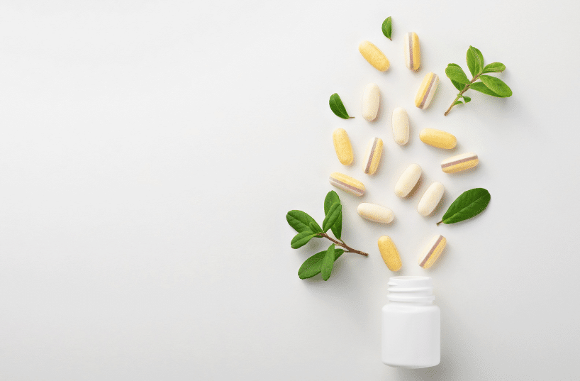 supplements on a table in the form of a plant