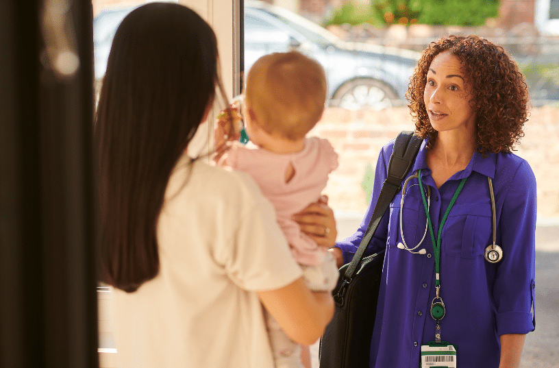 doctor arriving at patients house