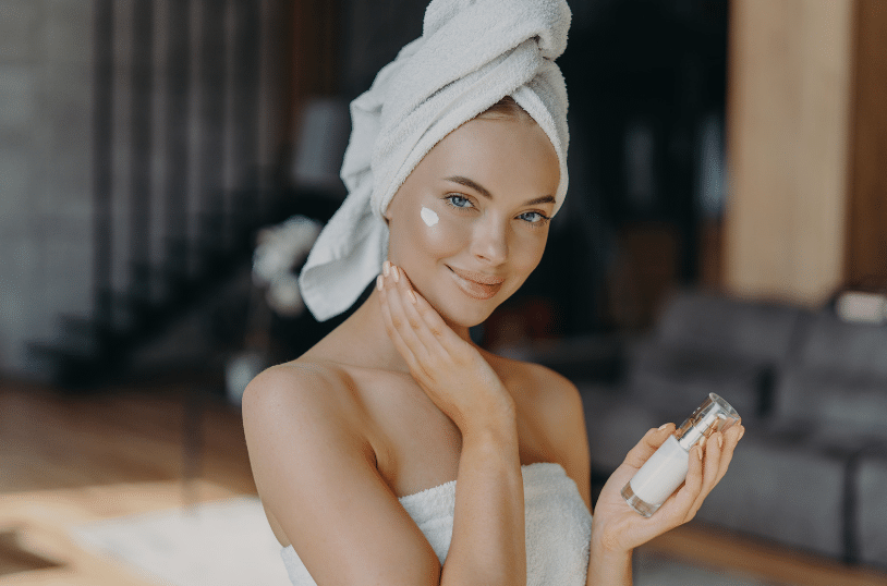 woman staring after skin treatment