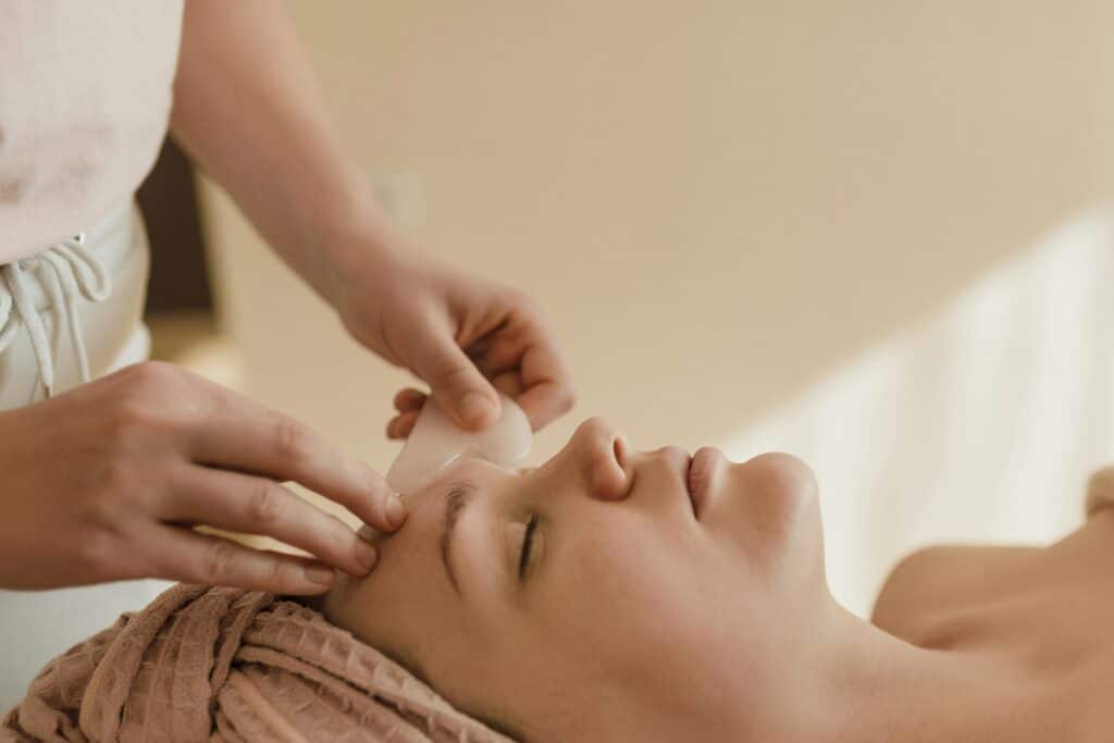 Woman getting a facial for preventative wellness and early skin care maintenance in a spa setting. Let me know if you'd like it tailored to a specific service like hydrafacial, dermaplaning, or anti-aging.